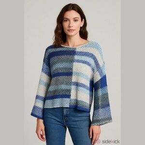 Sincerely Jules blue and white crew neck sweater